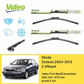 Wycieraczki przód do Skoda Octavia 2 liftback (2004-2013) Valeo First MultiConnection 