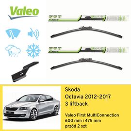 Wycieraczki przód do Skoda Octavia 3 liftback (2012-2017) Valeo First MultiConnection 
