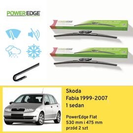 Wycieraczki przód do Skoda Fabia 1 sedan (1999-2007) PowerEdge Flat 