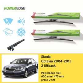 Wycieraczki przód do Skoda Octavia 2 liftback (2004-2013) PowerEdge Flat 