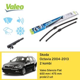 Wycieraczki przód do Skoda Octavia 2 kombi (2004-2013) Valeo Silencio Flat 