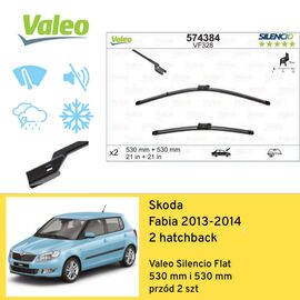 Wycieraczki przód do Skoda Fabia 2 hatchback (2013-2014) Valeo Silencio Flat 