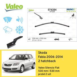 Wycieraczki przód do Skoda Fabia 2 hatchback (2006-2014) Valeo Silencio Flat 