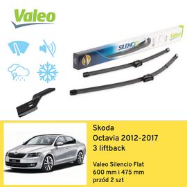 Wycieraczki przód do Skoda Octavia 3 liftback (2012-2017) Valeo Silencio Flat 