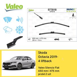 Wycieraczki przód do Skoda Octavia 4 liftback (2019-) Valeo Silencio Flat 