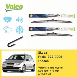 Wycieraczki przód do Skoda Fabia 1 sedan (1999-2007) Valeo Silencio Hybrid 