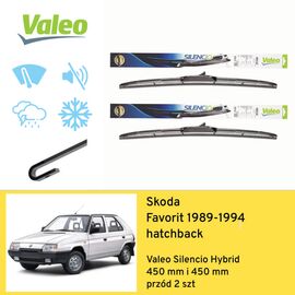 Wycieraczki przód do Skoda Favorit hatchback (1989-1994) Valeo Silencio Hybrid 