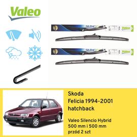 Wycieraczki przód do Skoda Felicia hatchback (1994-2001) Valeo Silencio Hybrid 
