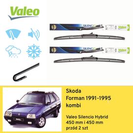 Wycieraczki przód do Skoda Forman kombi (1991-1995) Valeo Silencio Hybrid 