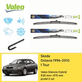 Wycieraczki przód do Skoda Octavia 1 Tour (1996-2010) Valeo Silencio Hybrid 