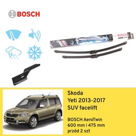 Wycieraczki przód do Skoda Yeti SUV facelift (2013-2017) BOSCH AeroTwin 