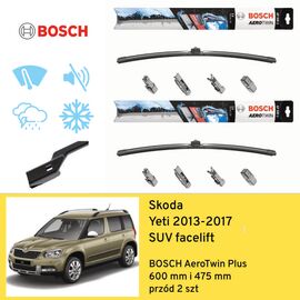 Wycieraczki przód do Skoda Yeti SUV facelift (2013-2017) BOSCH AeroTwin Plus 