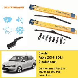Wycieraczki przód do Skoda Fabia 3 hatchback (2014-2021) Denckermann Flat 8 in 1 