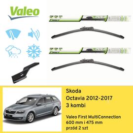 Wycieraczki przód do Skoda Octavia 3 kombi (2012-2017) Valeo First MultiConnection 