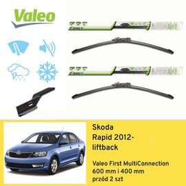 Wycieraczki przód do Skoda Rapid liftback (2012-) Valeo First MultiConnection 