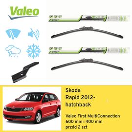 Wycieraczki przód do Skoda Rapid hatchback (2012-) Valeo First MultiConnection 