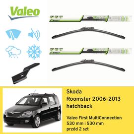 Wycieraczki VALEO First MultiConnection do Skoda Roomster 5J 03.2006-05.2013 (2006-2013) 530 mm i 530 mm 