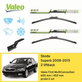 Wycieraczki przód do Skoda Superb 2 liftback (2008-2015) Valeo First MultiConnection 