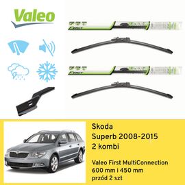 Wycieraczki przód do Skoda Superb 2 kombi (2008-2015) Valeo First MultiConnection 