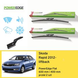Wycieraczki przód do Skoda Rapid liftback (2012-) PowerEdge Flat 