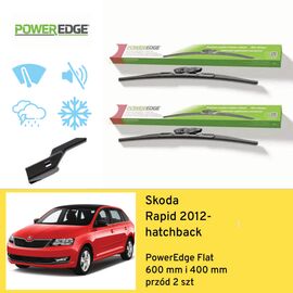 Wycieraczki przód do Skoda Rapid hatchback (2012-) PowerEdge Flat 