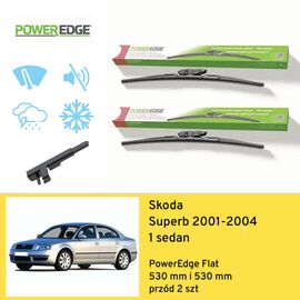 Wycieraczki przód do Skoda Superb 1 sedan (2001-2004) PowerEdge Flat 