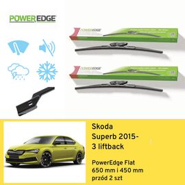 Wycieraczki przód do Skoda Superb 3 liftback (2015-) PowerEdge Flat 