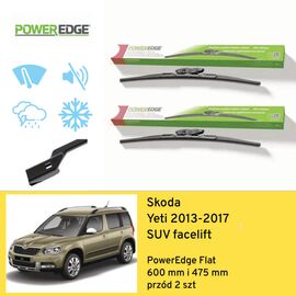 Wycieraczki przód do Skoda Yeti SUV facelift (2013-2017) PowerEdge Flat 