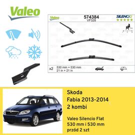 Wycieraczki przód do Skoda Fabia 2 kombi (2013-2014) Valeo Silencio Flat 
