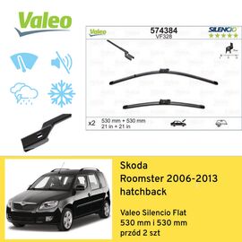 Wycieraczki VALEO Silencio Flat do Skoda Roomster 5J 03.2006-05.2013 (2006-2013) 530 mm i 530 mm 