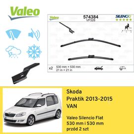 Wycieraczki przód do Skoda Roomster hatchback (2013-2015) Valeo Silencio Flat 