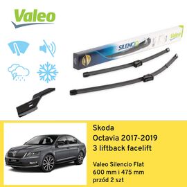 Wycieraczki przód do Skoda Octavia 3 liftback facelift (2017-2019) Valeo Silencio Flat 