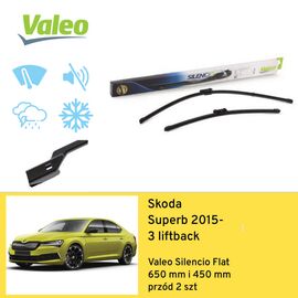 Wycieraczki przód do Skoda Superb 3 liftback (2015-) Valeo Silencio Flat 