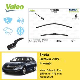 Wycieraczki VALEO Silencio Flat do Skoda Octavia Combi A8 NX5 wagon (2019-) 650 mm i 475 mm 