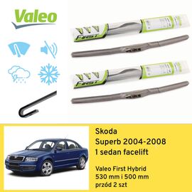 Wycieraczki przód do Skoda Superb 1 sedan facelift (2004-2008) Valeo First Hybrid 