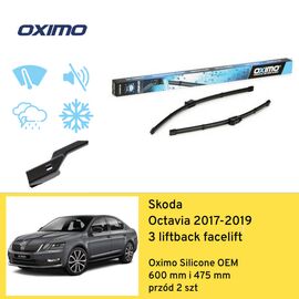 Wycieraczki przód do Skoda Octavia 3 liftback facelift (2017-2019) Oximo Silicone OEM 